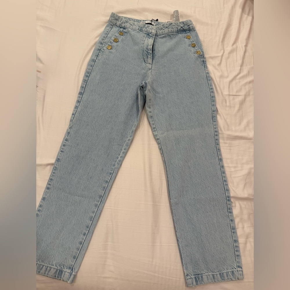 Zara Light Blue Straight Leg Jeans